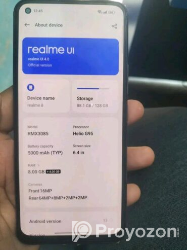 Realme 8 Smartphone, Ram 8, Rom 128 (Used)