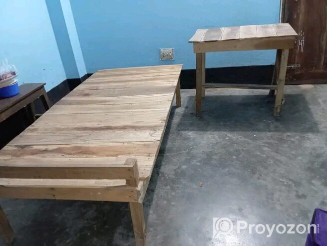 Wood Single Bed and Table