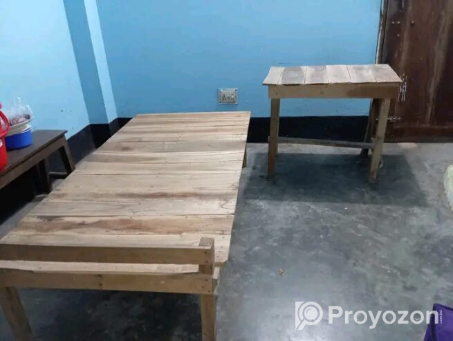 Wood Single Bed and Table